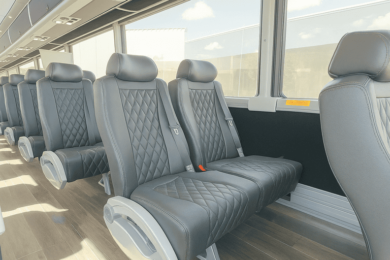 interior of Old Bridge Coach Bus Service charter bus