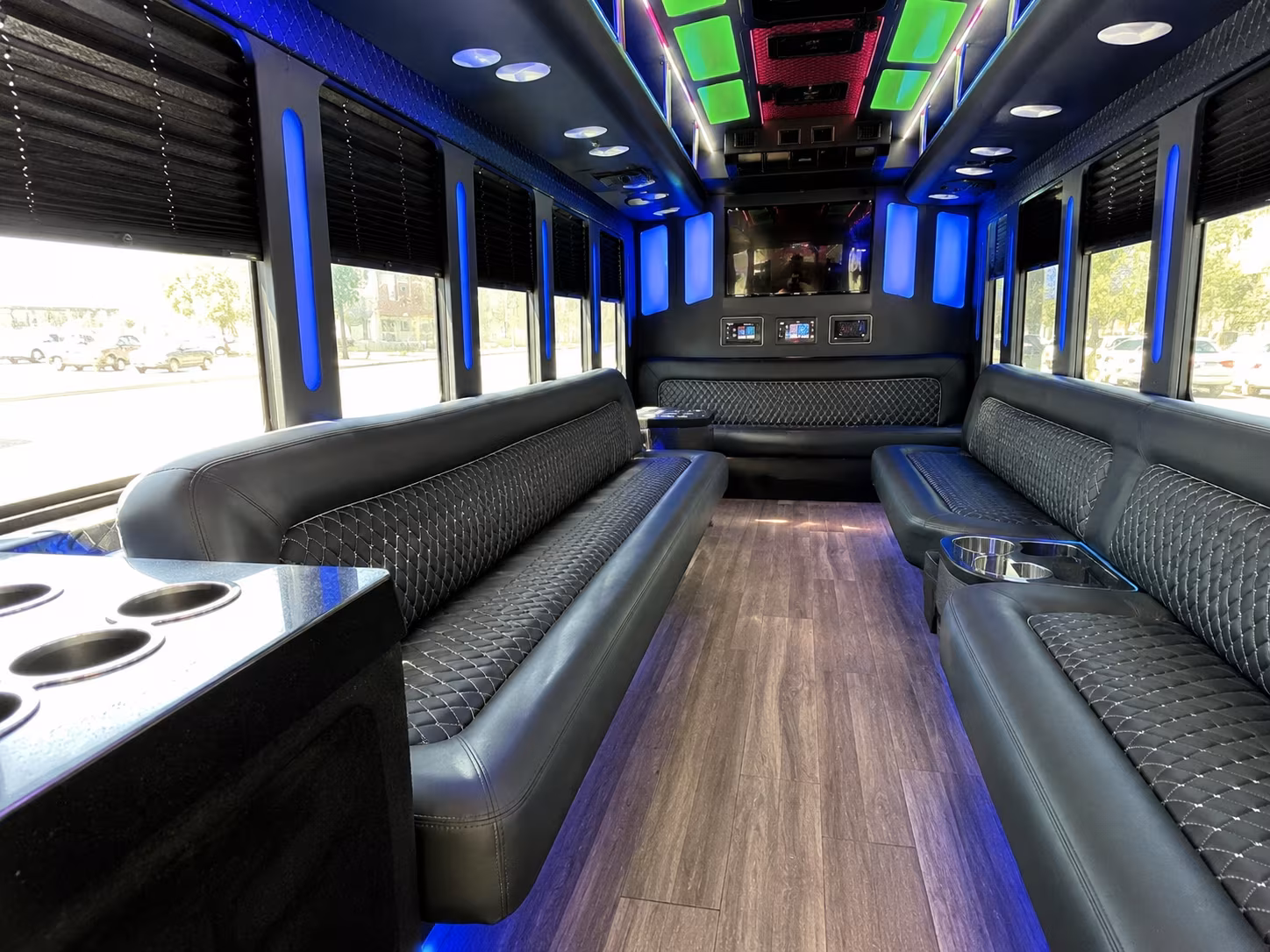 old bridge 15 passenger party bus inside