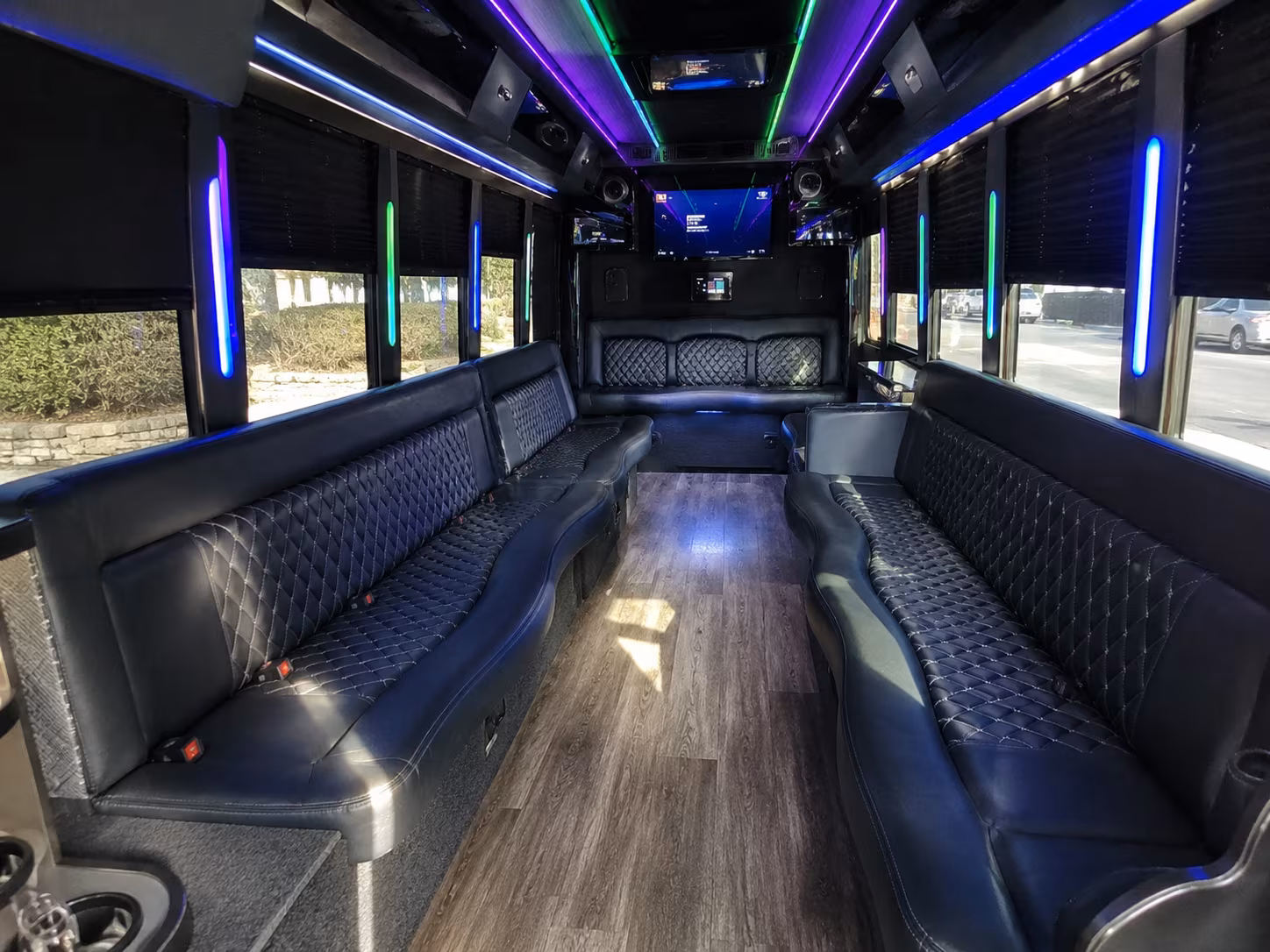 old bridge 15 passenger party bus interior