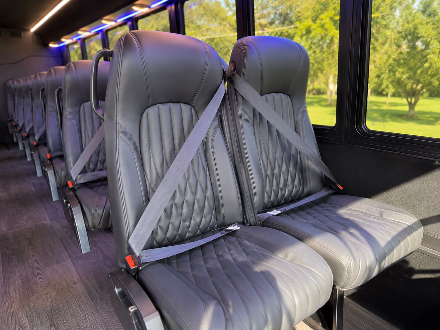 old bridge 18 passenger minibus interior