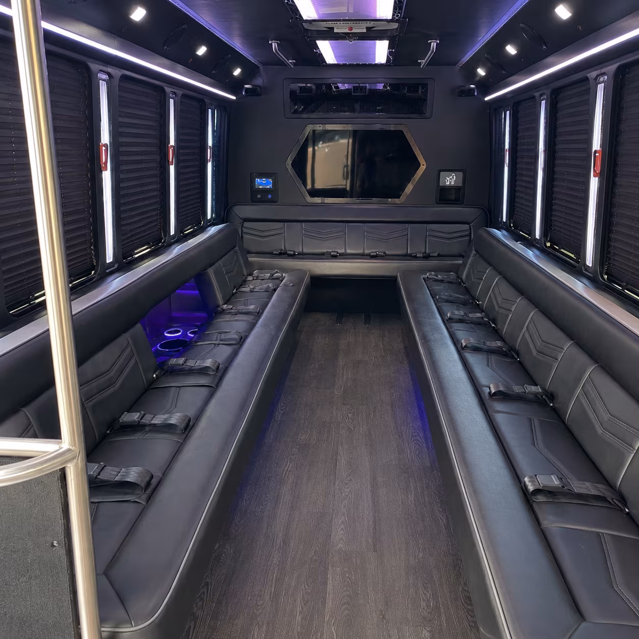 old bridge 18 passenger party bus interior