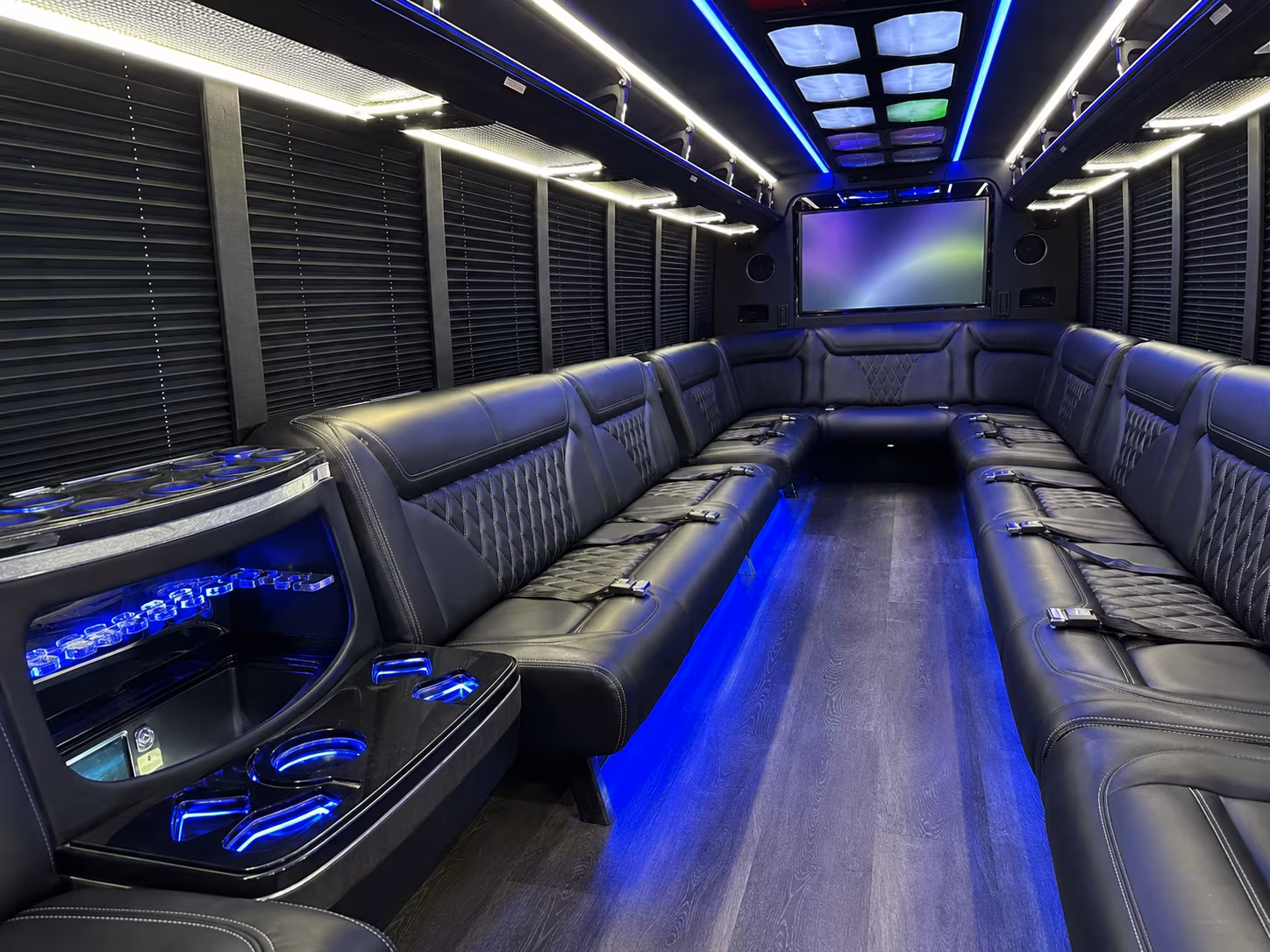 old bridge 20 passenger party bus inside
