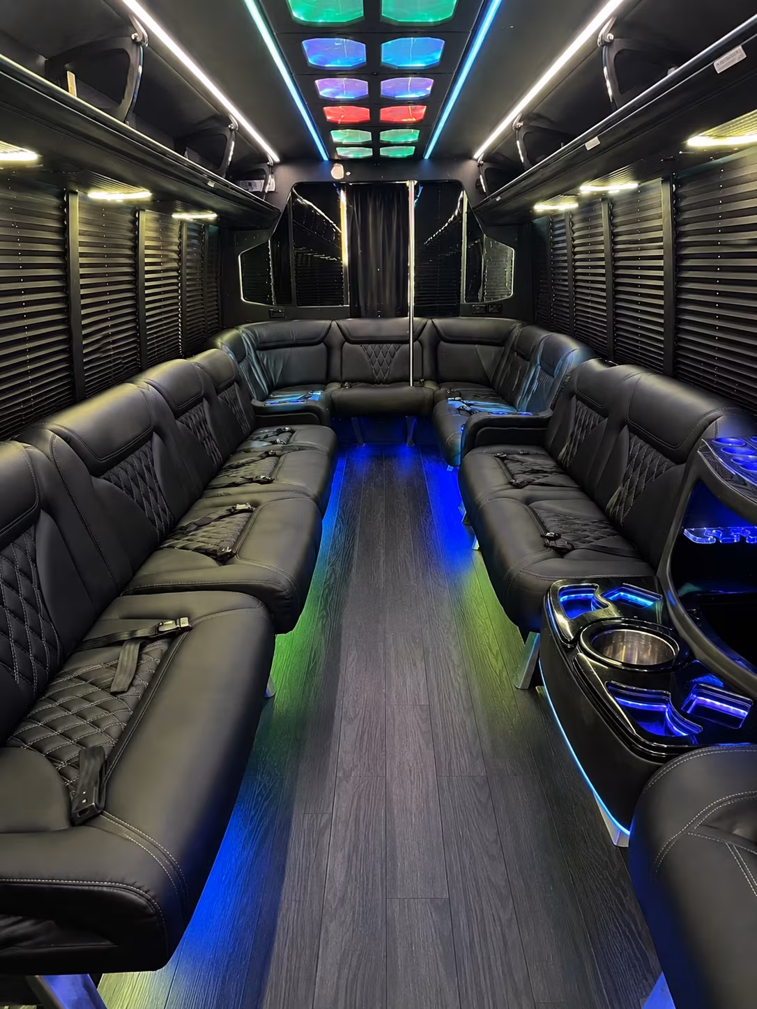 old bridge 20 passenger party bus interior