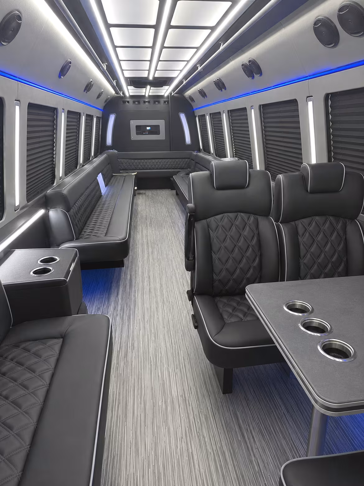 old bridge 25 passenger party bus inside