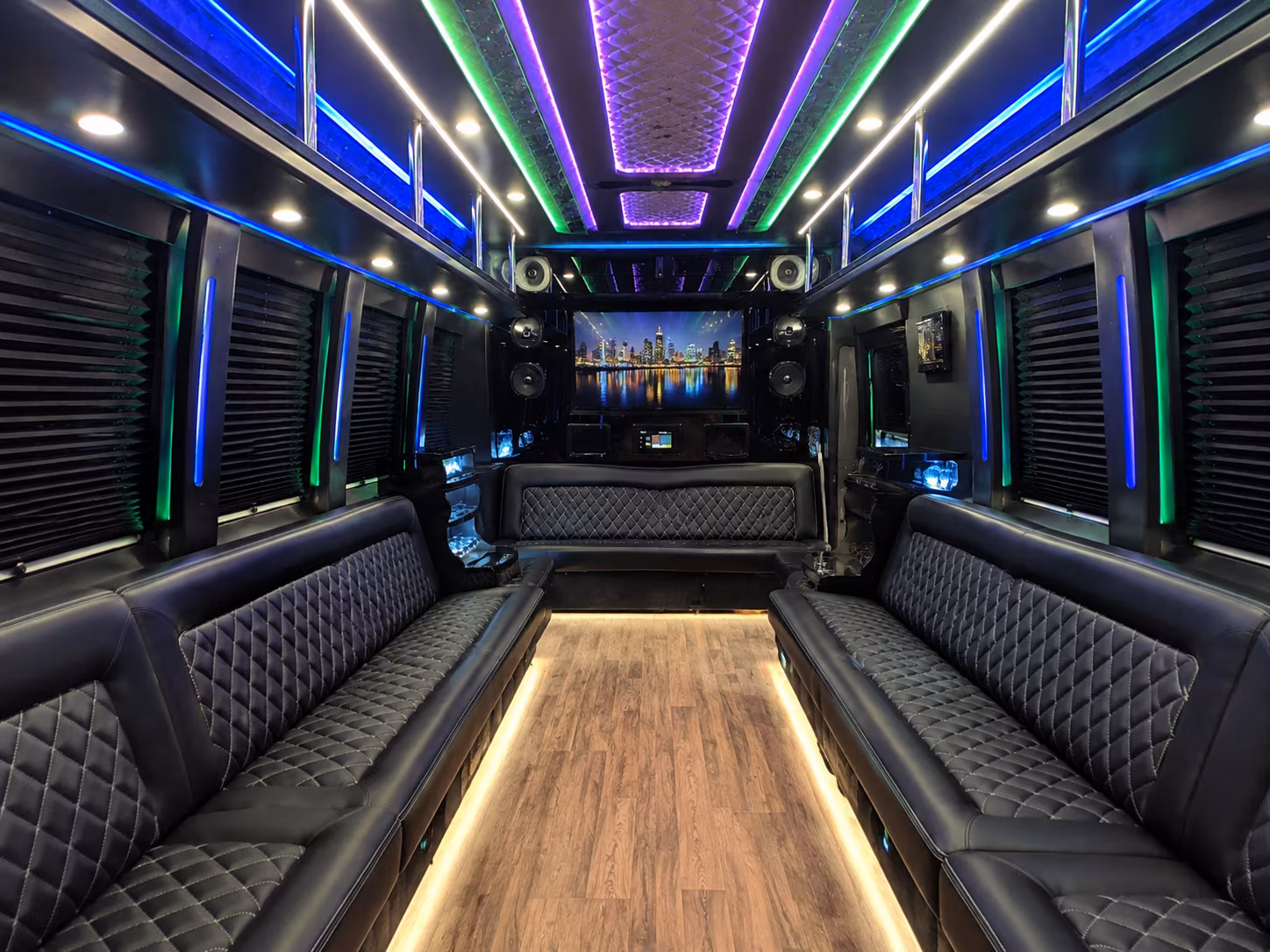 old bridge 25 passenger party bus interior