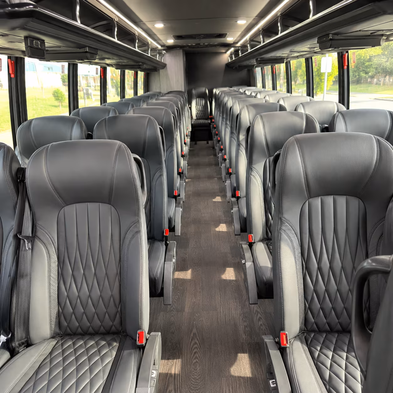 old bridge 28 passenger minibus interior