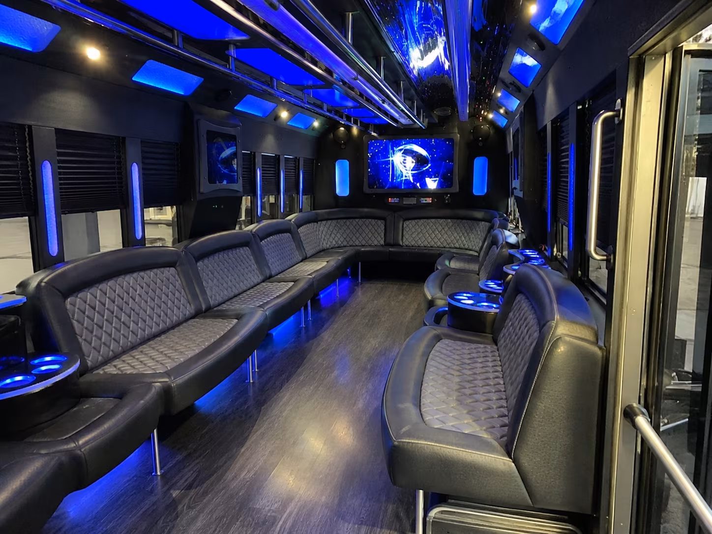 old bridge 28 passenger party bus interior