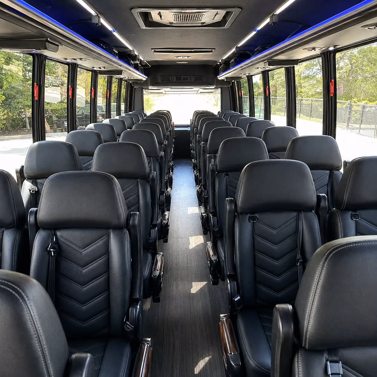 old bridge 30 passenger minibus inside