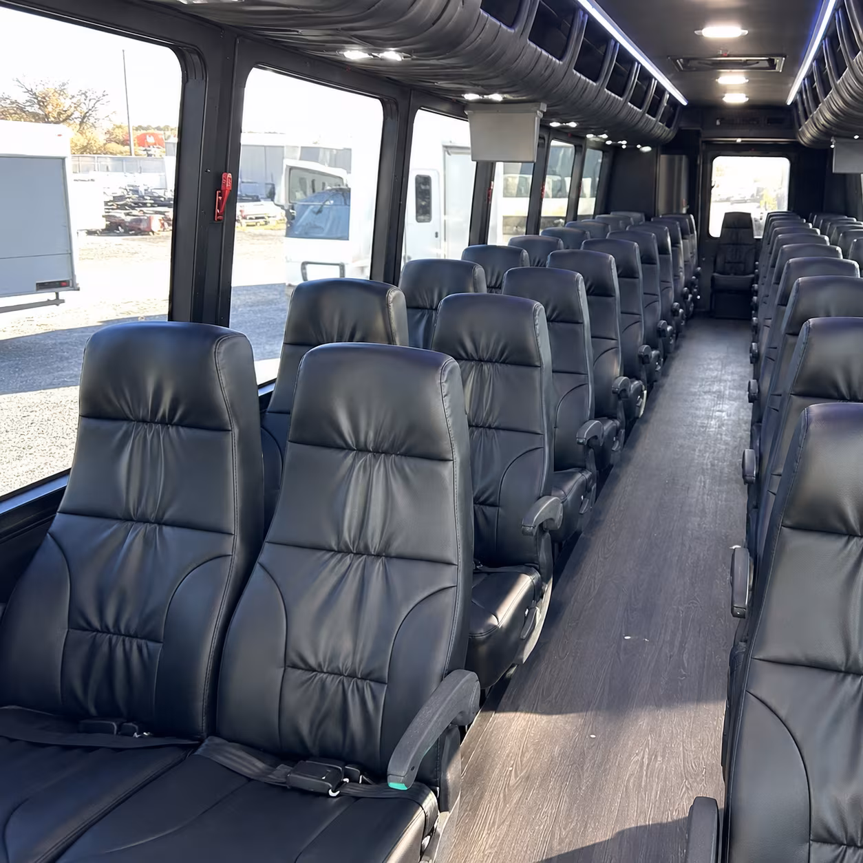 old bridge 30 passenger minibus interior
