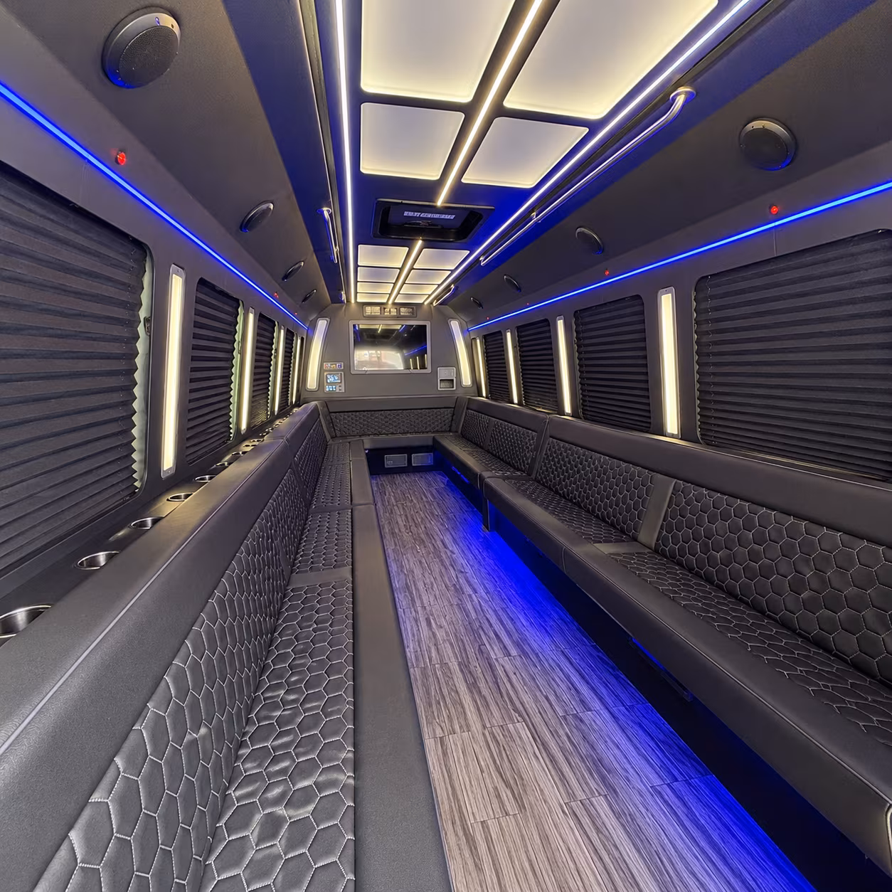 old bridge 30 passenger party bus interior