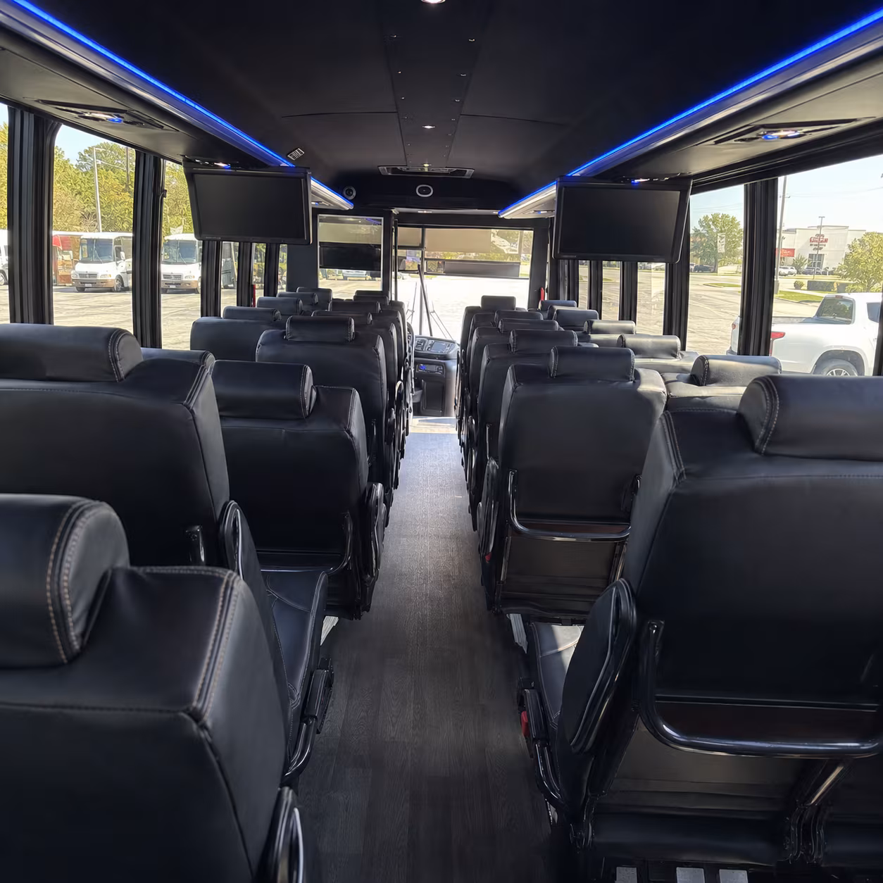 old bridge 35 passenger minibus interior