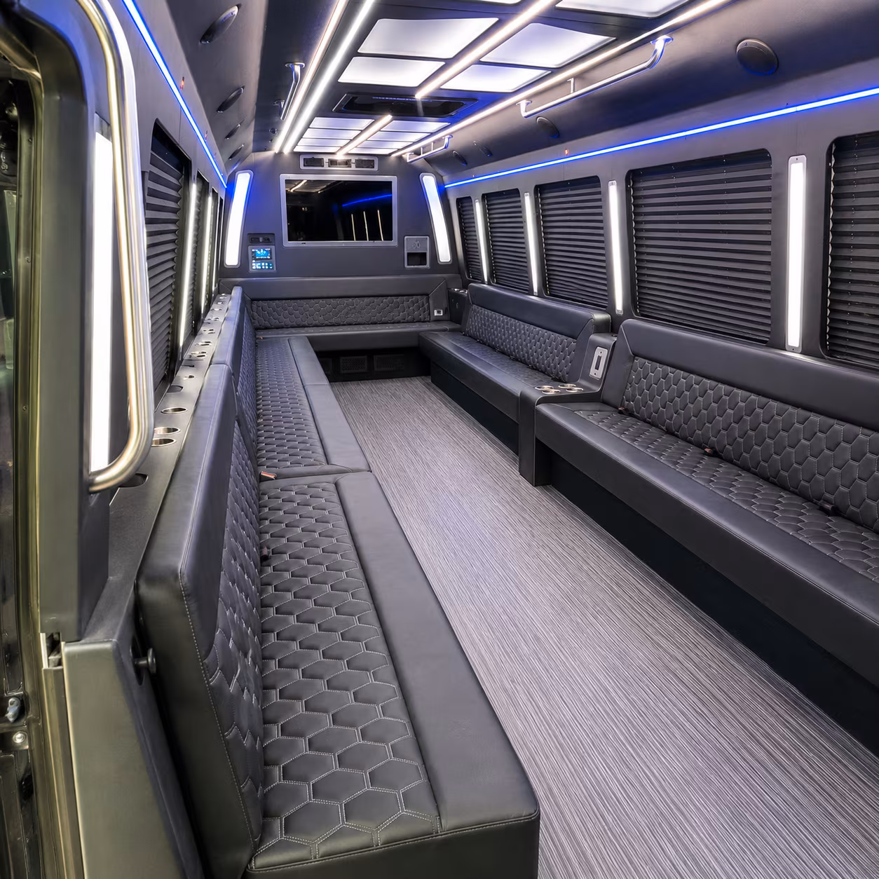 old bridge 40 passenger party bus interior
